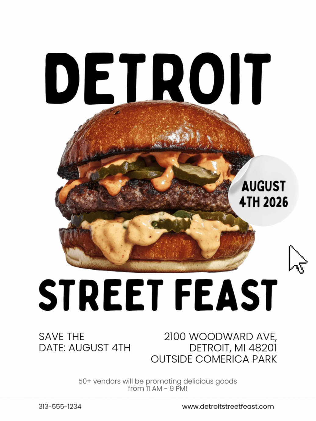 Detroit Street Feast event poster for August 4, 2026 in Detroit