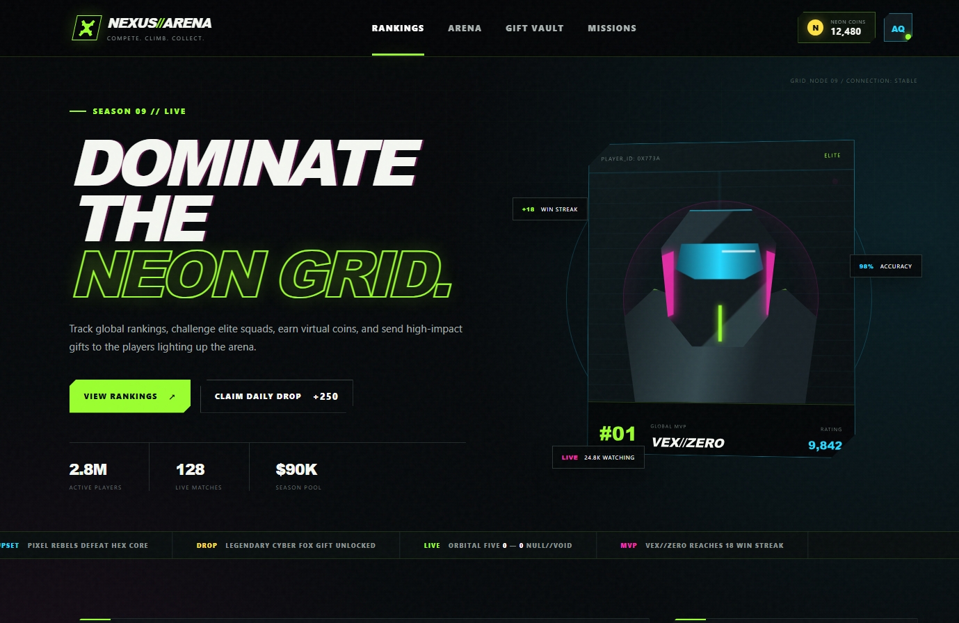Cyberpunk eSports website design