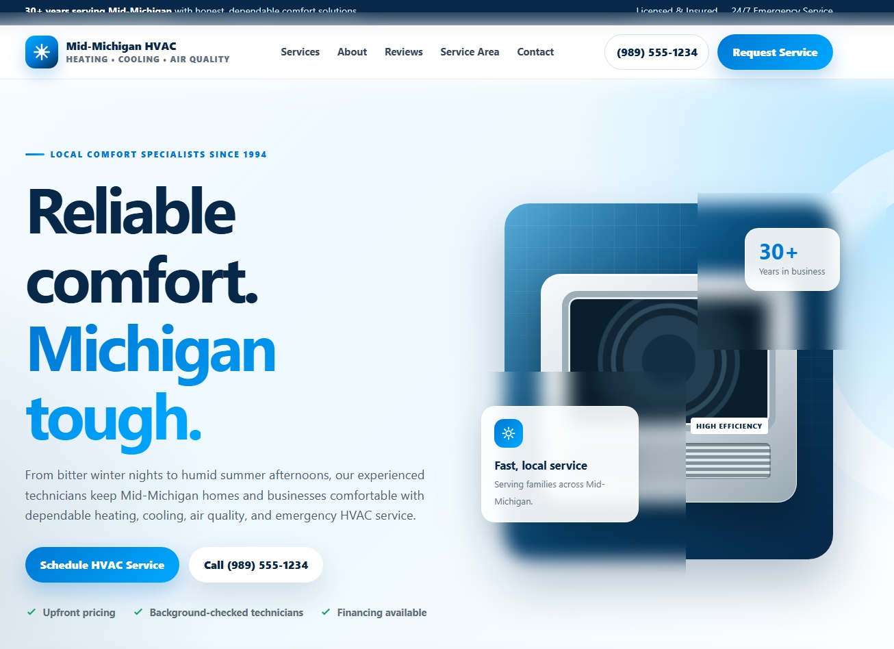 Mid-Michigan HVAC website design