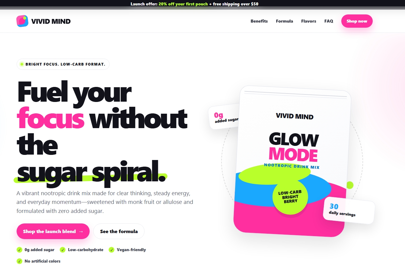 Low-carb nootropics website design