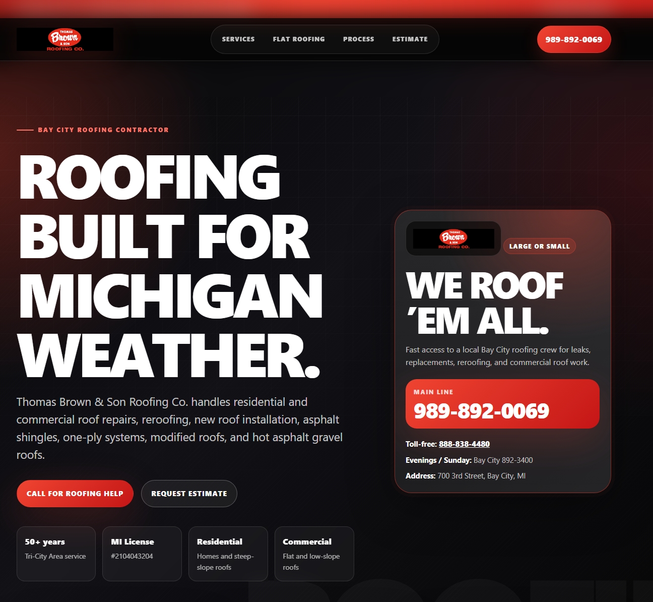 Mid-Michigan roofing website design